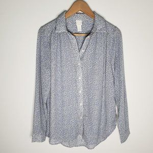 H&M Blue and White Floral Button Down Top Size 8